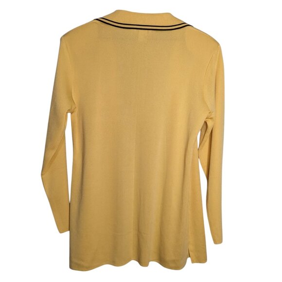 Misook Cardigan Womens Small Yellow Black Collared Travel Stretch Jacket - Picture 4 of 5